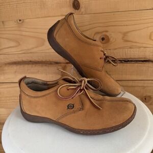 Born Sahara Womens 7/38 Brown Nubuck Leather Driving Oxford Moccasin Boho W1244